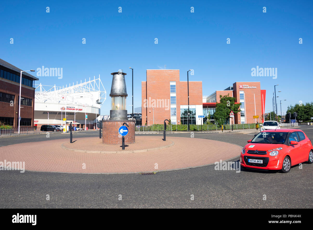 Minatore della lampada rotonda Stadium Way, ovili, Sunderland, Tyne and Wear, England, Regno Unito Foto Stock