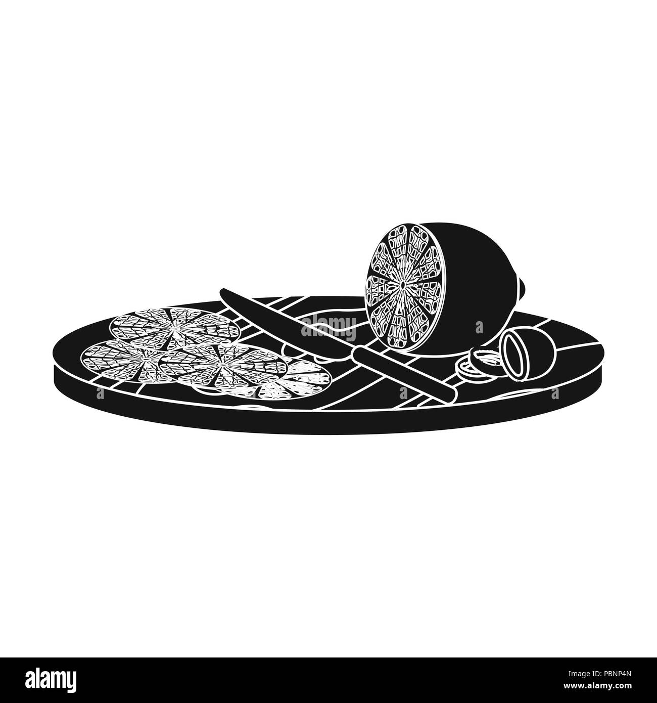 Nero,board,circle,cottura,il taglio,mangiare,attrezzature,sapore,cibo,icona,immagine,isolato,cucina,coltello,limone,logo,pasto,olive,l'elaborazione,rigatura,round,condimento,segno,slice,affettato,affettamento,snack,il simbolo,attrezzi,vettore,web,legno, Vettori vettore , Illustrazione Vettoriale