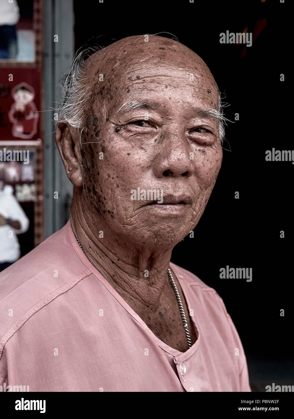 Ritratto anziani uomo asiatico, Foto Stock