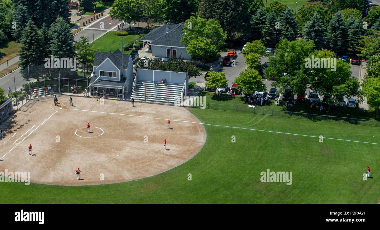 Vista aerea di un locale di baseball gioco Foto Stock