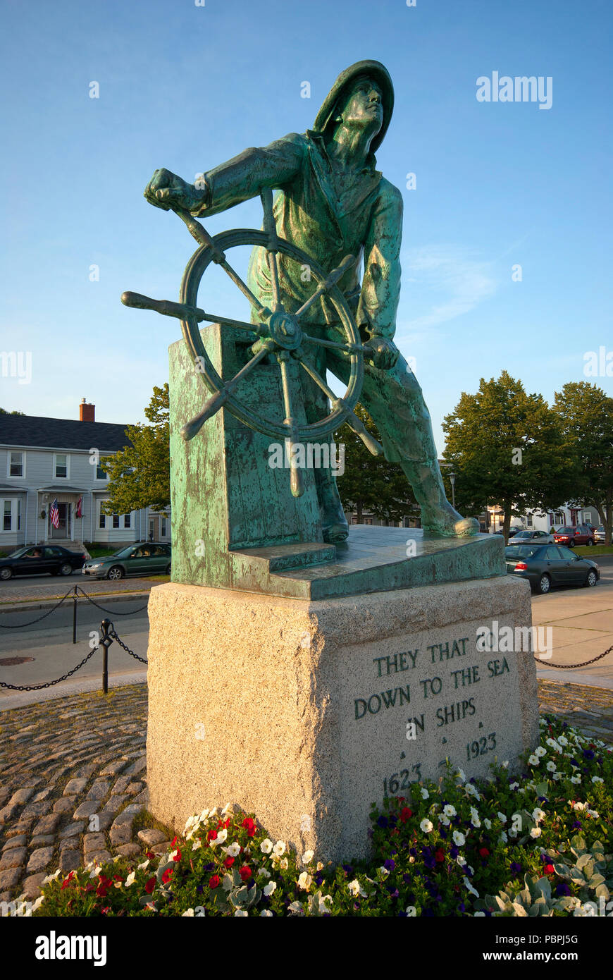 'Man al volante' statua, Gloucester, Essex County, Massachusetts, STATI UNITI D'AMERICA Foto Stock