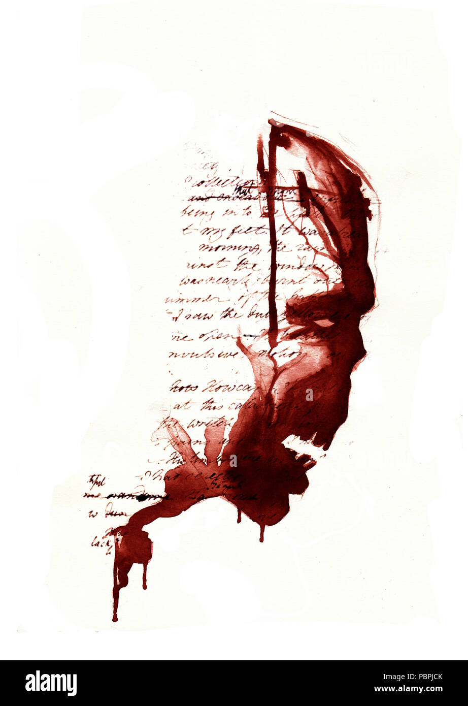 Mostro di Frankenstein horror gotico disegno a inchiostro Foto Stock