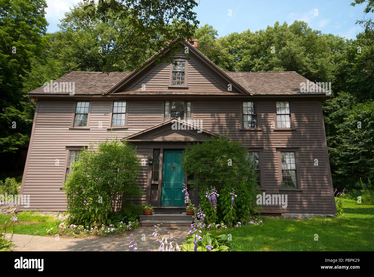 Orchard House, dove Louisa May Alcott visse dal 1858 fino al 1877 e ha scritto il suo romanzo "Piccole Donne", concordia, Middlesex County, Massachusett, STATI UNITI D'AMERICA Foto Stock