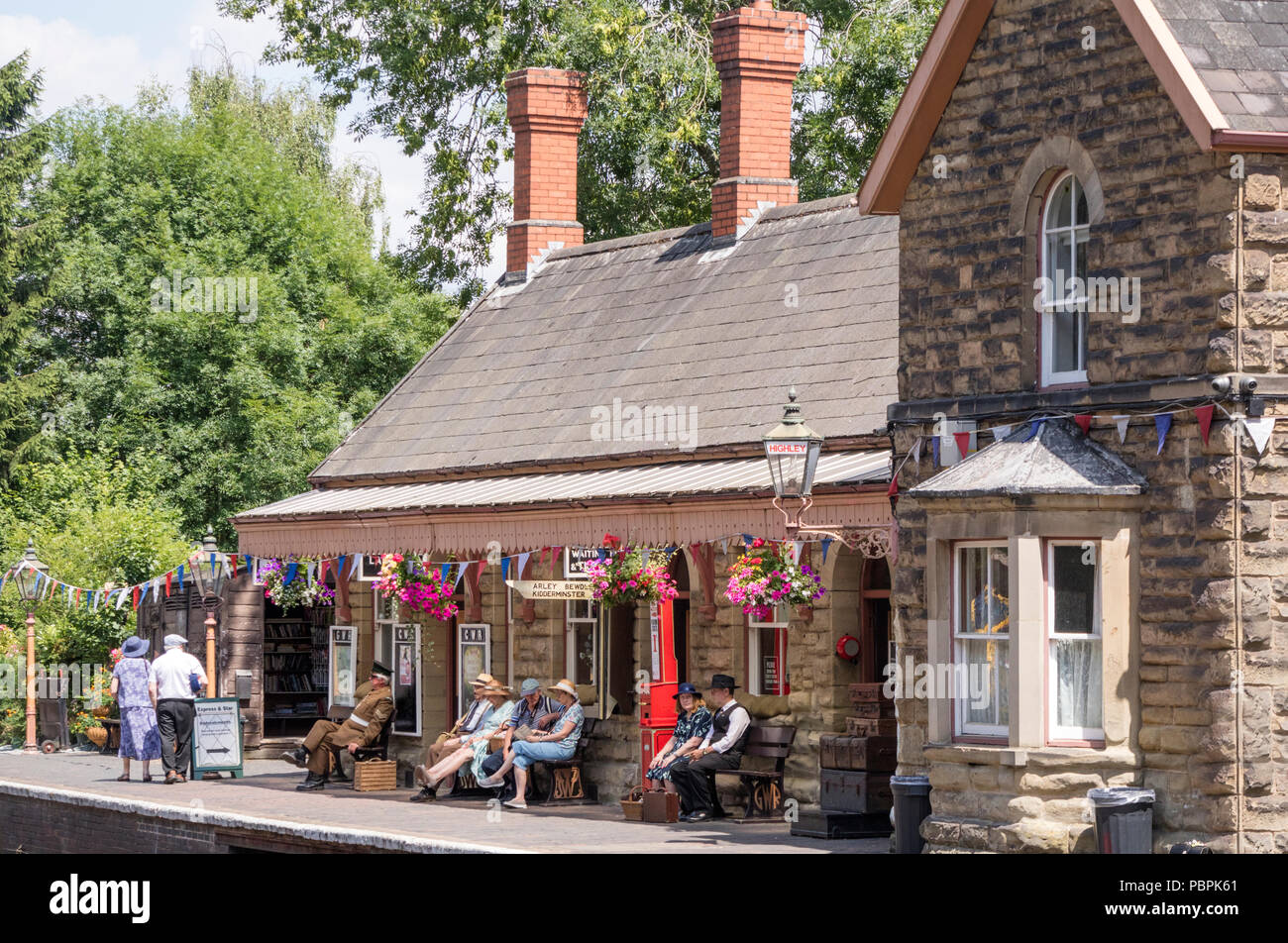 Stazione Highley in Severn Valley Railway heritage linea ferroviaria in Shropshire, Foto Stock