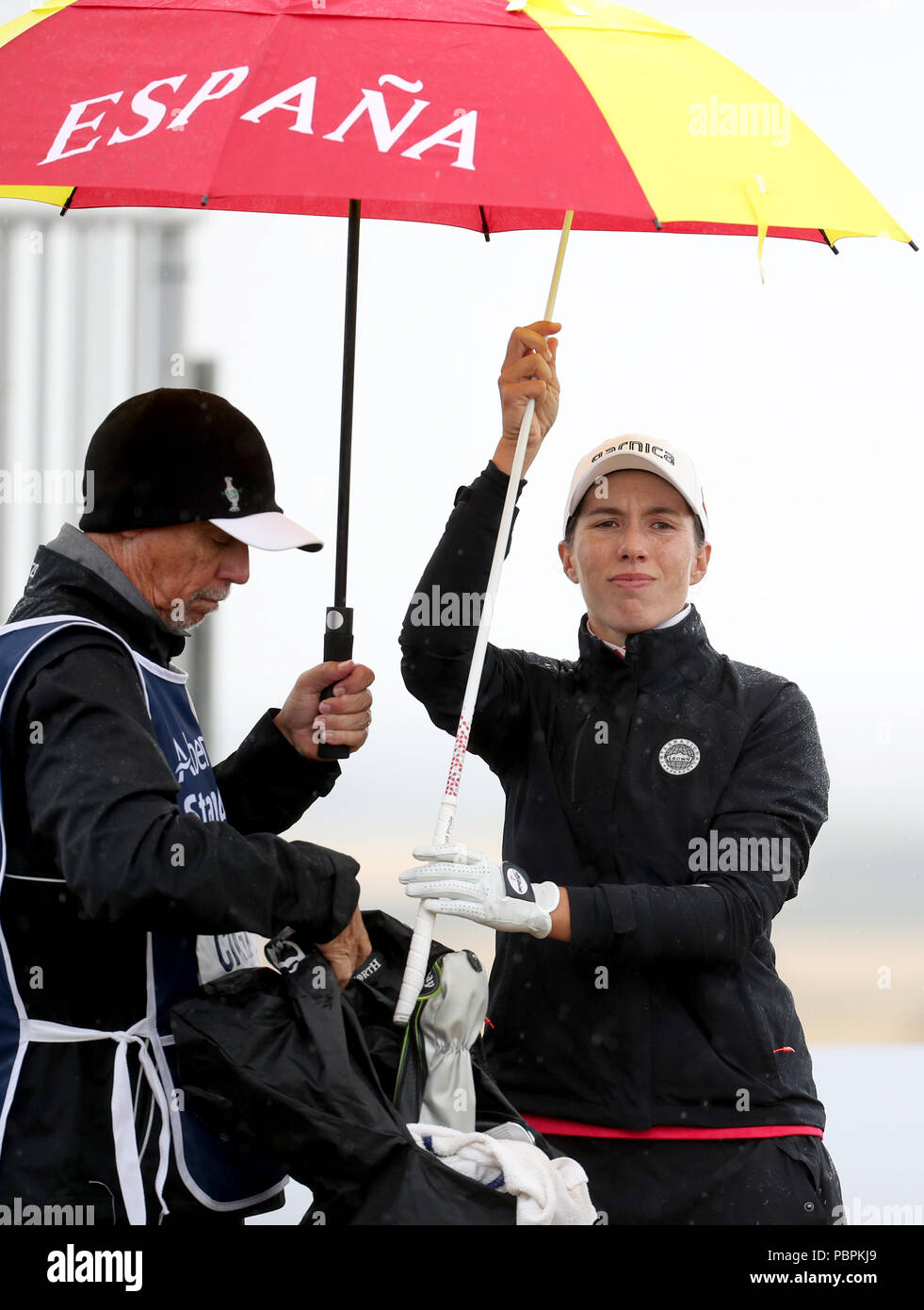 Spagna Carlota Ciganda sul 1 ° tee durante il quarto giorno del 2018 Aberdeen Standard Investments Ladies Scottish Open al Gullane Golf Club. STAMPA ASSOCIAZIONE Foto, Foto data: Domenica 29 luglio 2018. Il credito fotografico dovrebbe essere: Jane Barlow/PA Wire. Foto Stock
