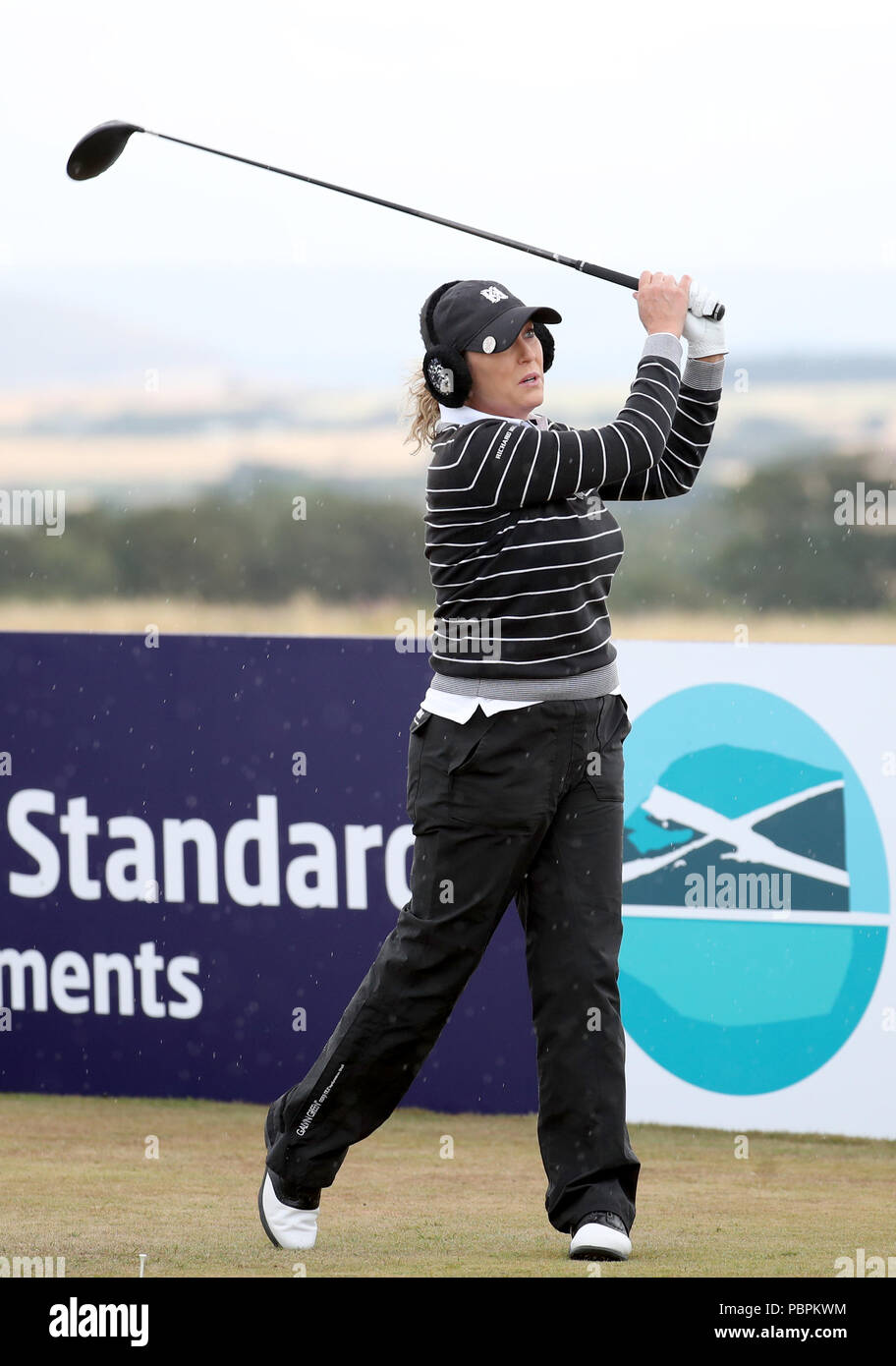 Cristiana Kerr degli Stati Uniti sul 1° tee durante il quarto giorno dell'Aberdeen Standard Investments Ladies Scottish Open 2018 al Gullane Golf Club. STAMPA ASSOCIAZIONE Foto, Foto data: Domenica 29 luglio 2018. Il credito fotografico dovrebbe essere: Jane Barlow/PA Wire. Foto Stock