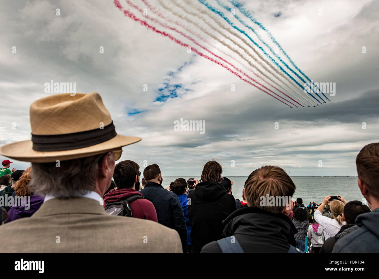 Bray, Co. Wicklow, Irlanda. Il 29 luglio 2018. Il Royal Airforce frecce rosse eseguire a Bray Air Show. Credito: Douglas O'Connor Alamy Live News. Foto Stock