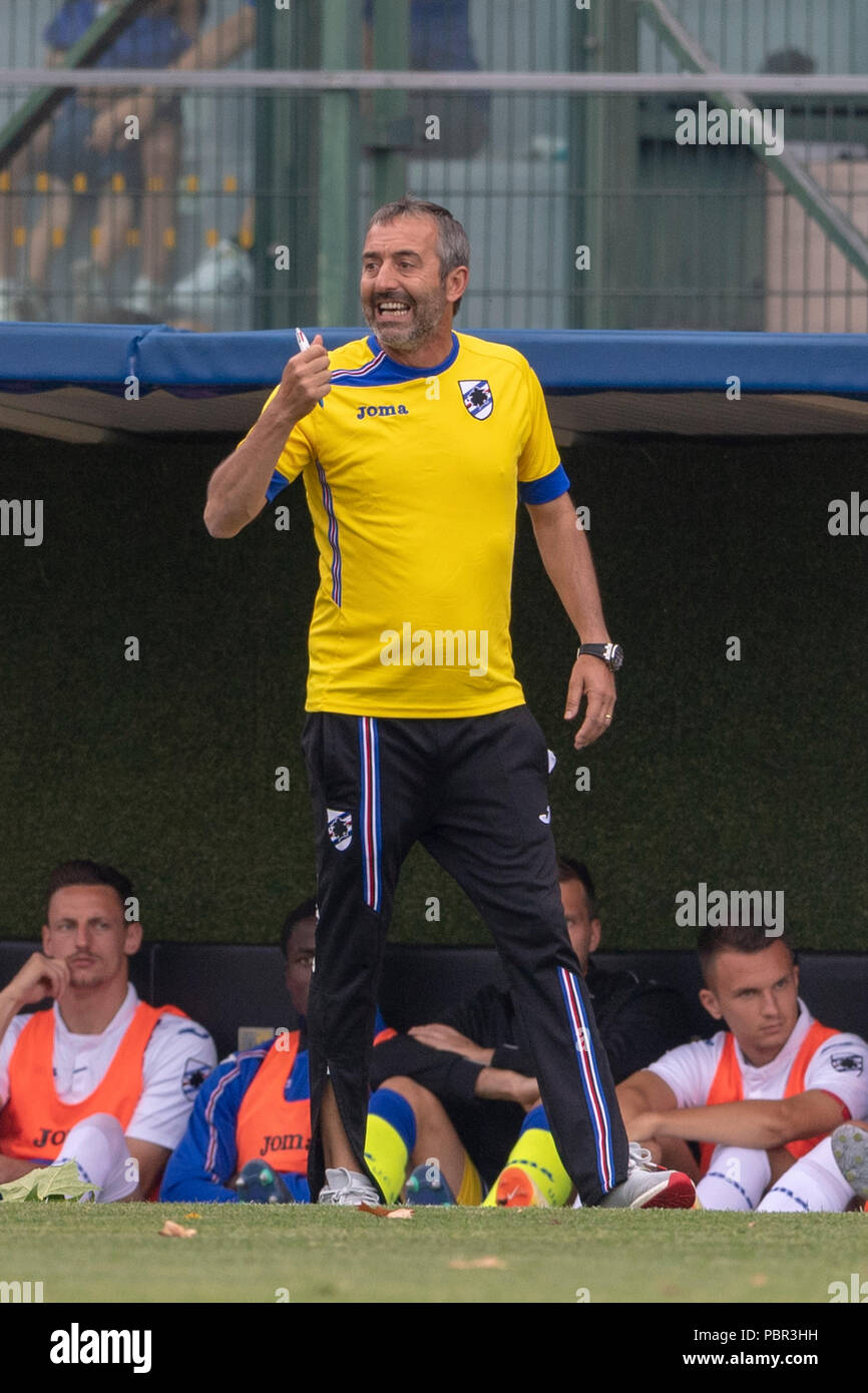 Marco Giampaolo pullman (Sampdoria) durante l'italiano la pre-stagione amichevole tra Parma 1-3 Sampdoria presso lo Stadio Briamasco sulla luglio 28, 2018 a Trento, Italia. (Foto di Maurizio Borsari/AFLO) Foto Stock