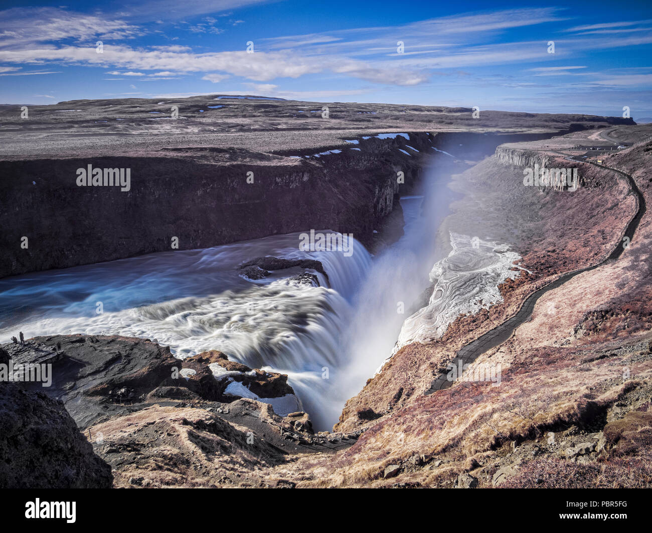 Gullfoss cascata nel sud dell'Islanda. Questa è una delle principali attrazioni il Golden Circle itinerario turistico. Foto Stock