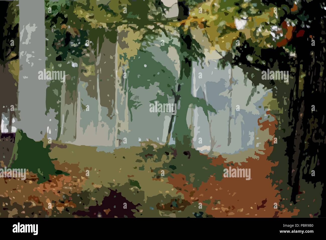 Autunno a Crecy foresta, Francia. Illustrazione Vettoriale