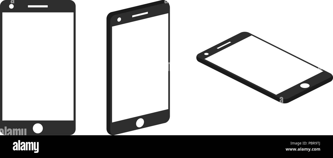 Telefono cellulare isometrica Icone su sfondo bianco Illustrazione Vettoriale