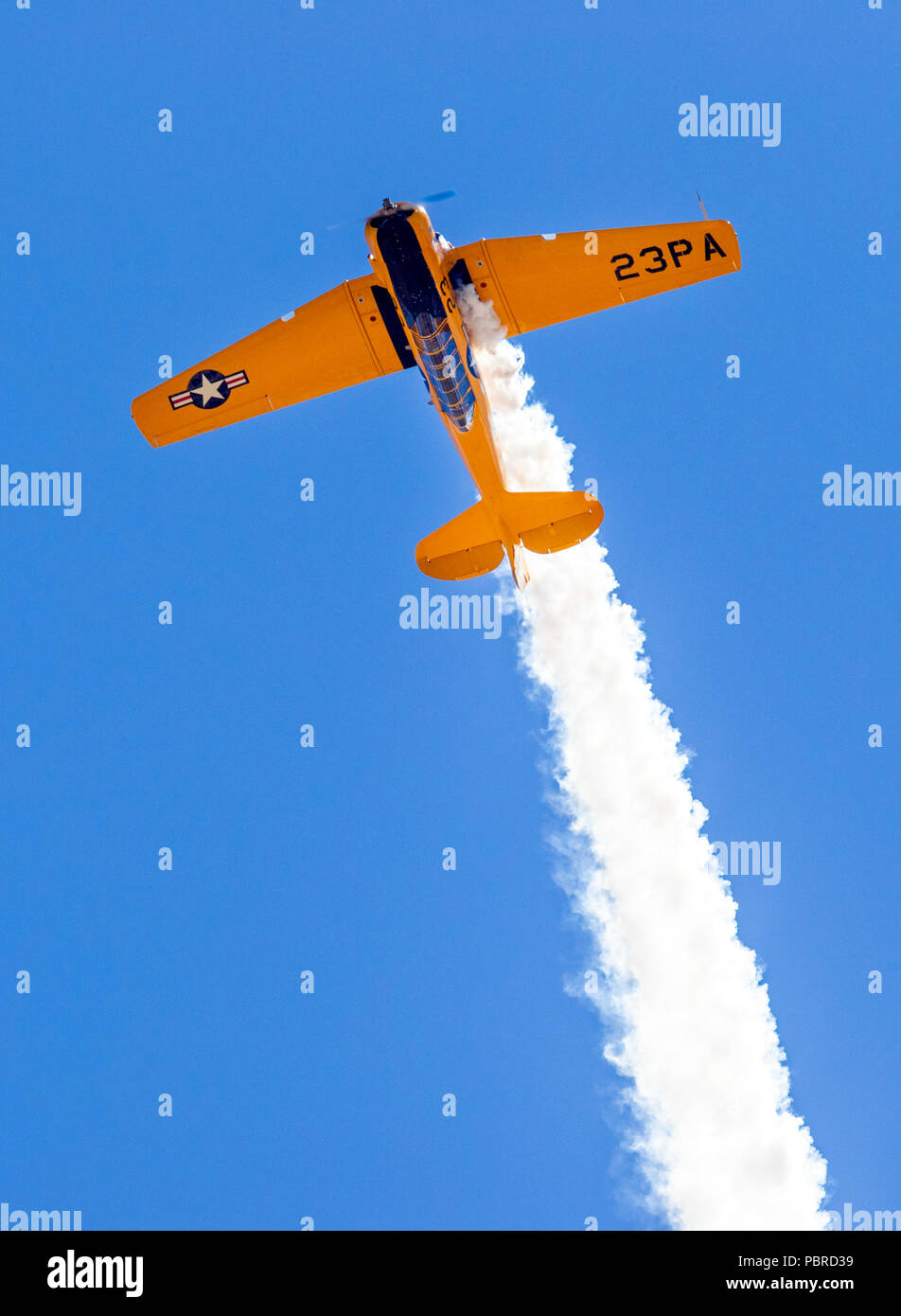 La North American Aviation T-6 texano; SNJ-5; Harriett Alexander campo; air show; Salida; Colorado; USA Foto Stock