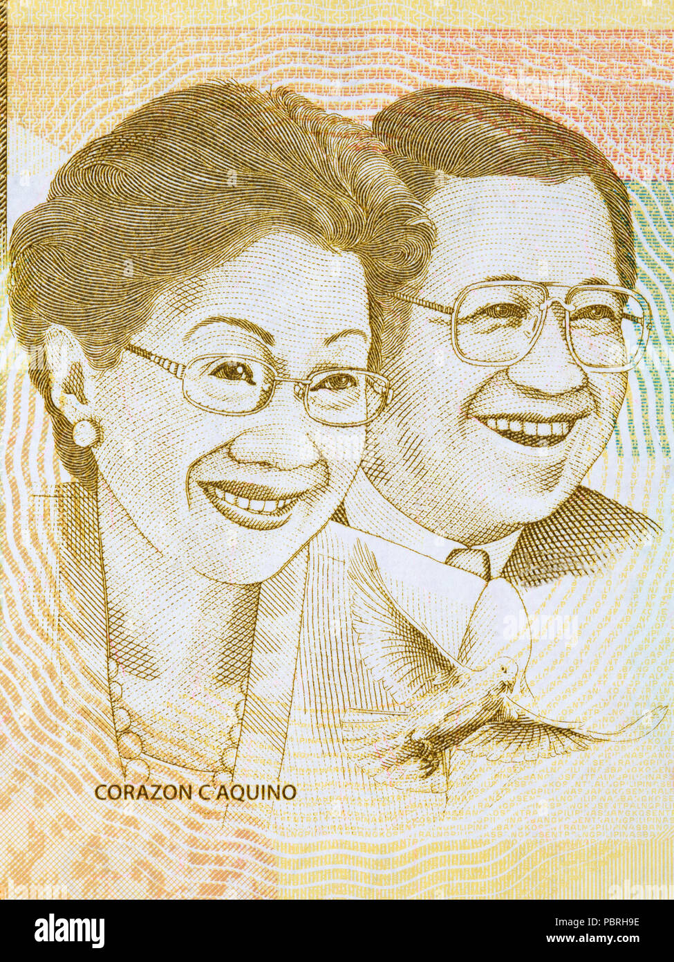 Corazon C. Aquino, Benigno Simeon "" Ninoy Aquino, Jr ritratto da Philippine peso Foto Stock