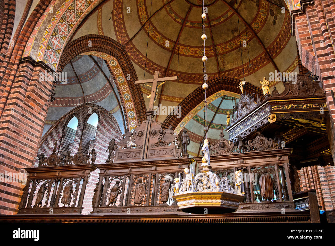 Schermata di coro e cupola della navata principale, Meldorf, St. Cattedrale di San Johannis Chiesa, Meldorf, Schleswig-Holstein, Germania Foto Stock