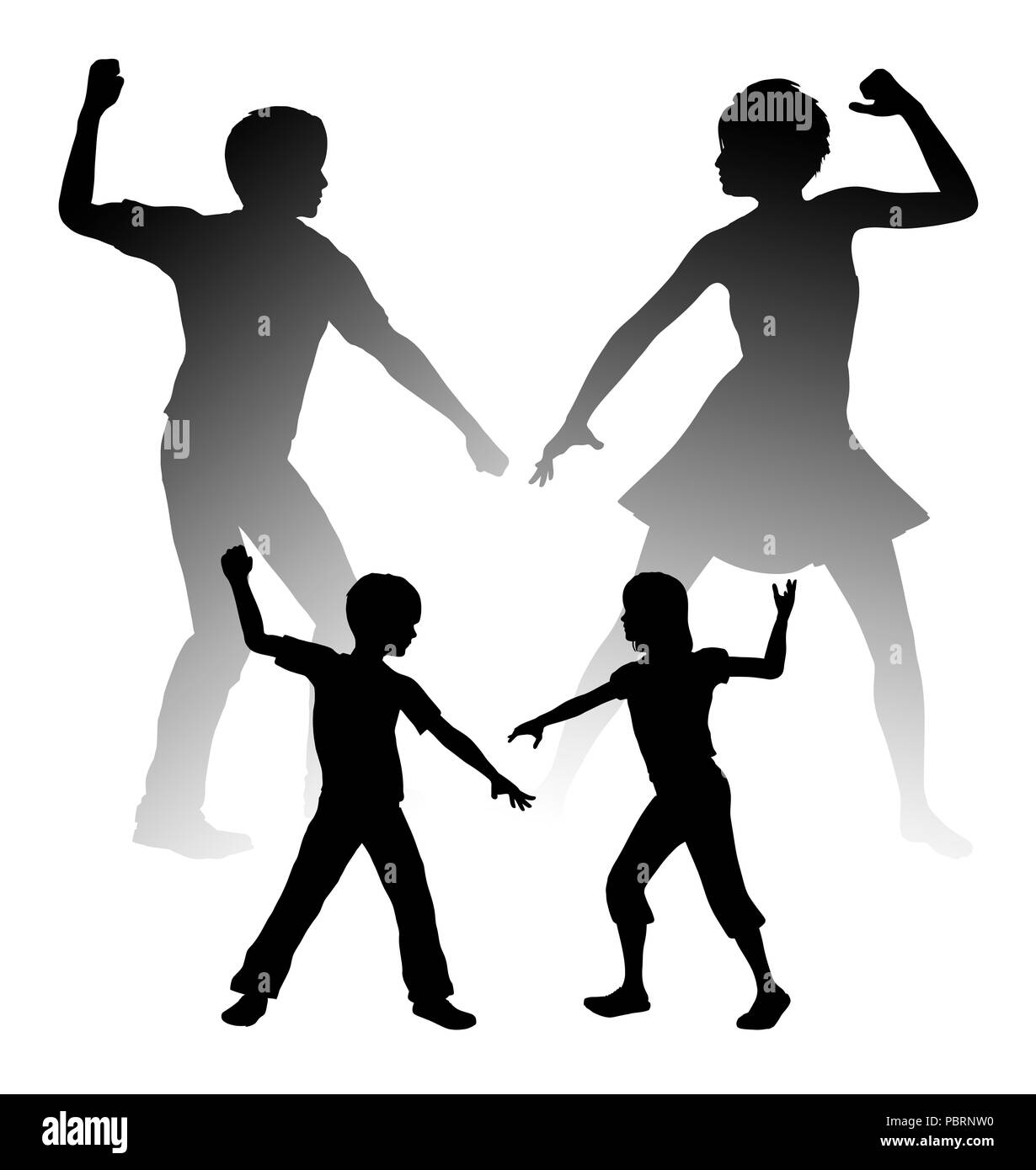 Duro stile di parenting stingere sui bambini che rappresentare i loro educatori Foto Stock