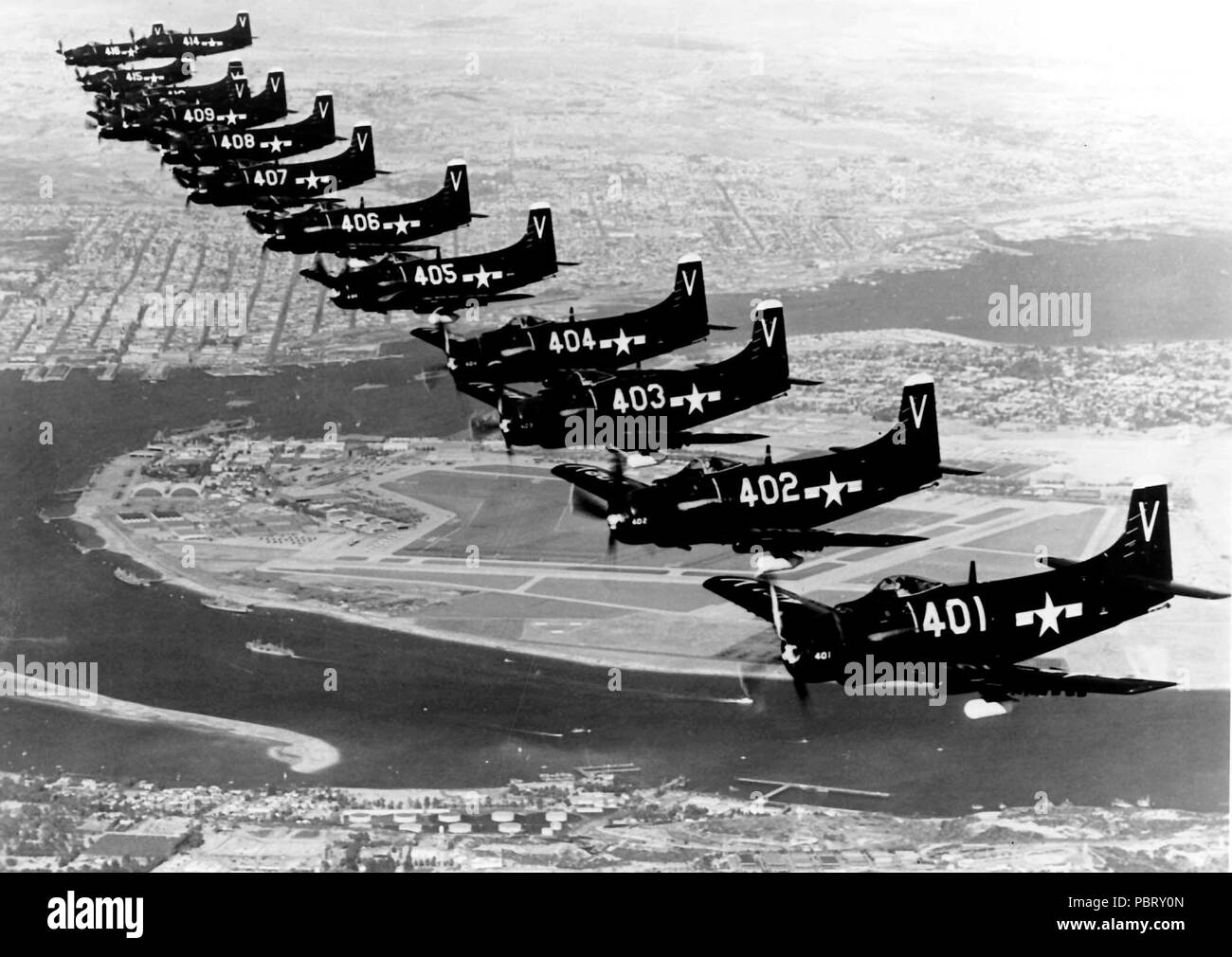 Annuncio-2s di VA-114 su NAS North Island 1949. Foto Stock