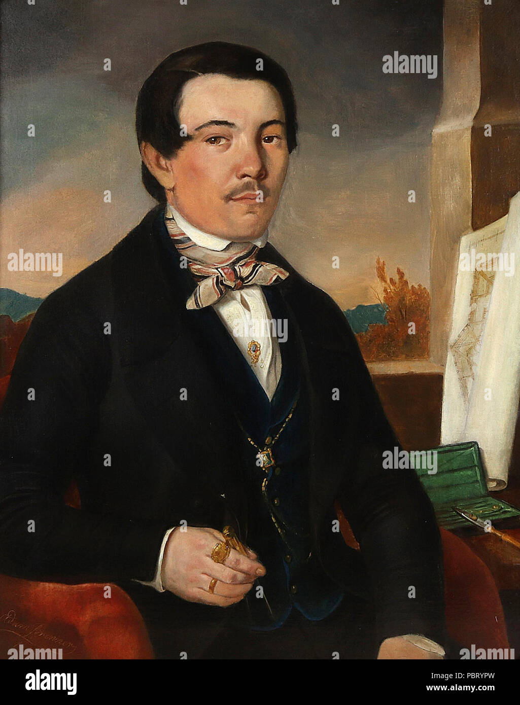 Adam Brenner Porträt eines Architekten 1849. Foto Stock