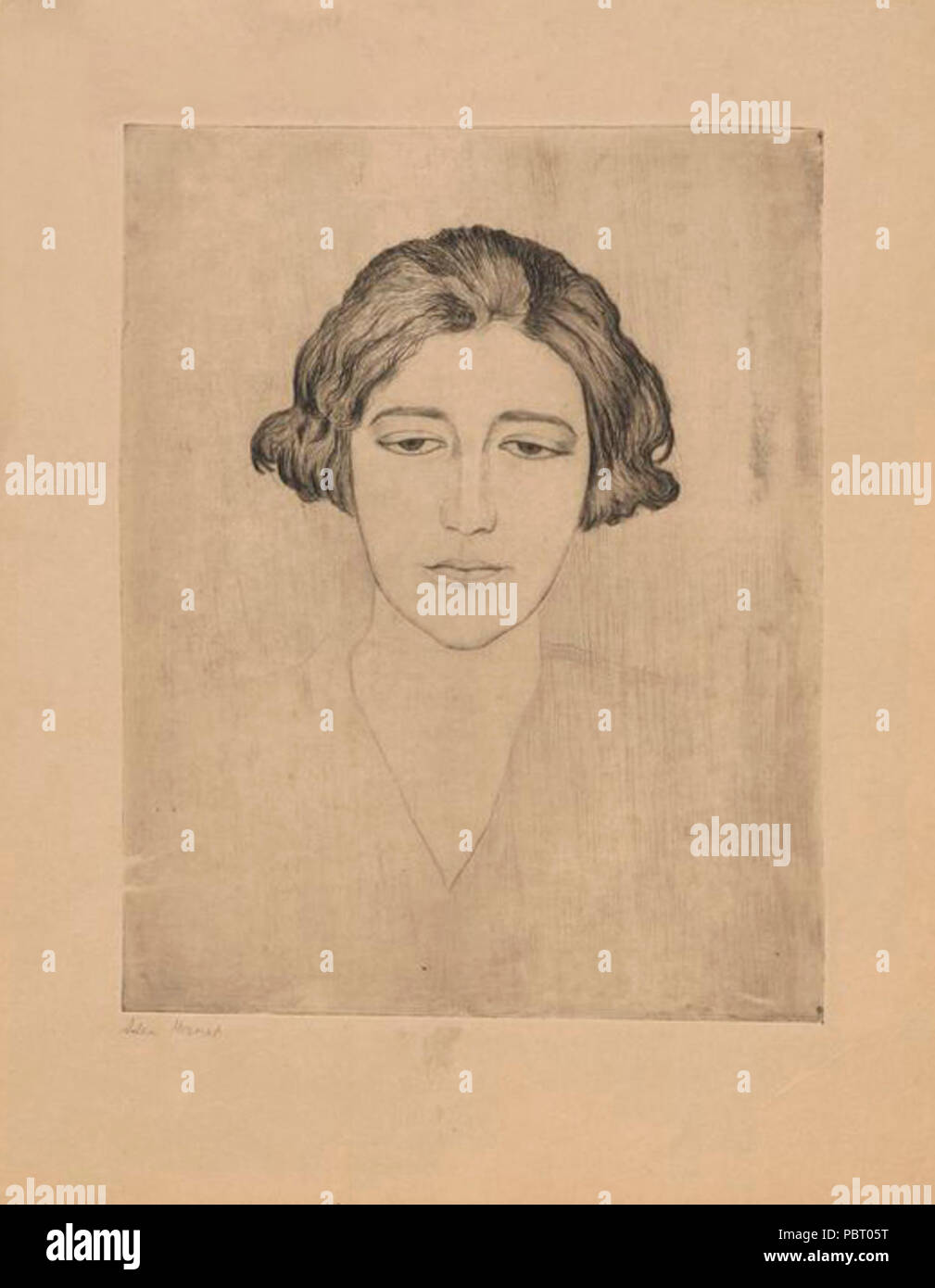 Adam Herszaft - Portret kobiety ze zmrużonymi oczami. Foto Stock