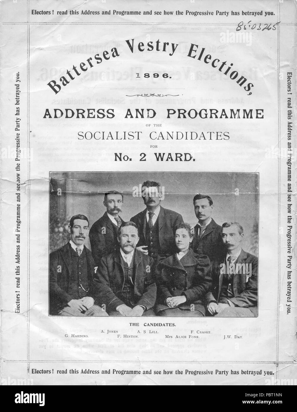 Indirizzo e programma del socialista candidati per n. 2 Ward (SDF, 1896). Foto Stock