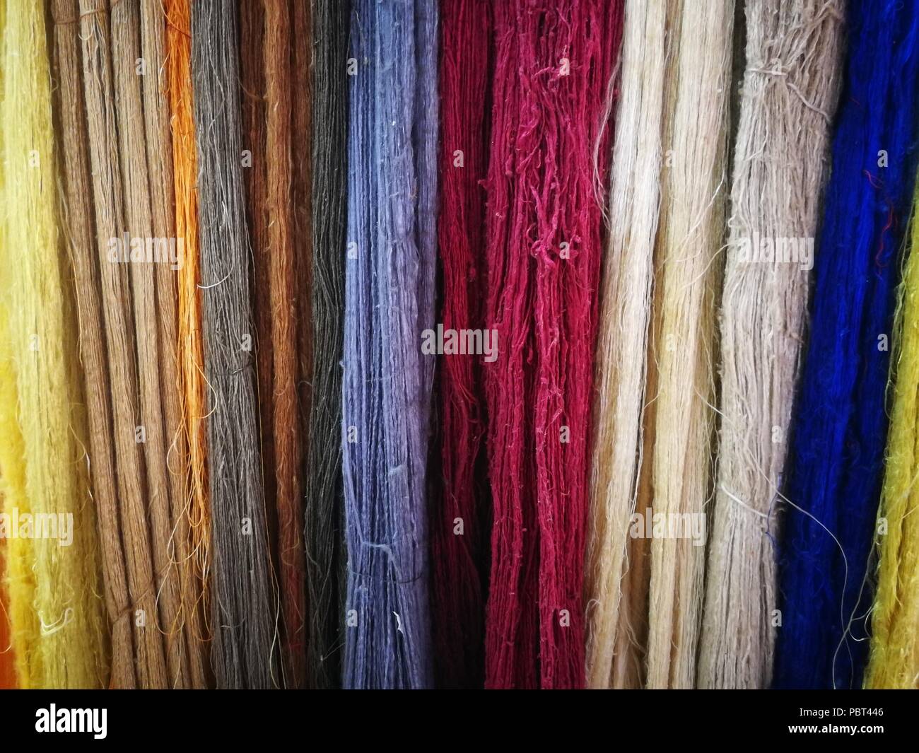 Seta greggia sfondo colorato Foto Stock