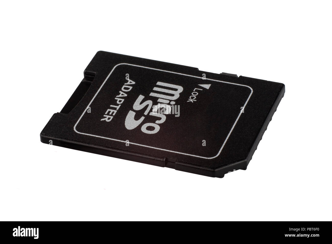 Scheda di memoria micro sd card isolato su sfondo bianco Foto Stock