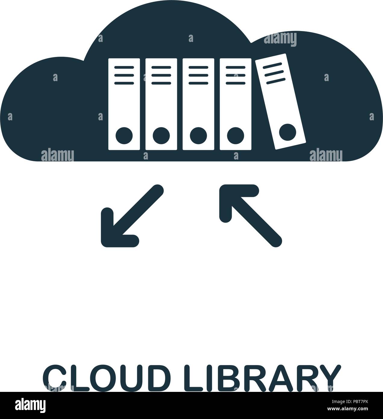 Libreria Cloud icona creativi. Elemento di semplice illustrazione. Libreria Cloud concept design di simbolo da educazione on line collezione. Può essere utilizzata per il web, m Illustrazione Vettoriale