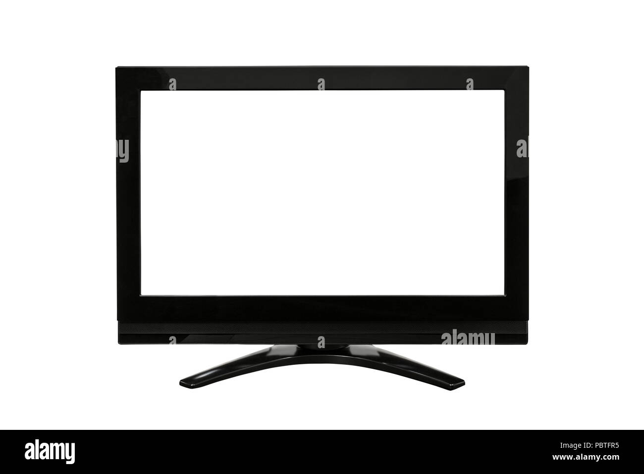 Televisore moderno isolato su bianco con taglio fuori schermo. Foto Stock