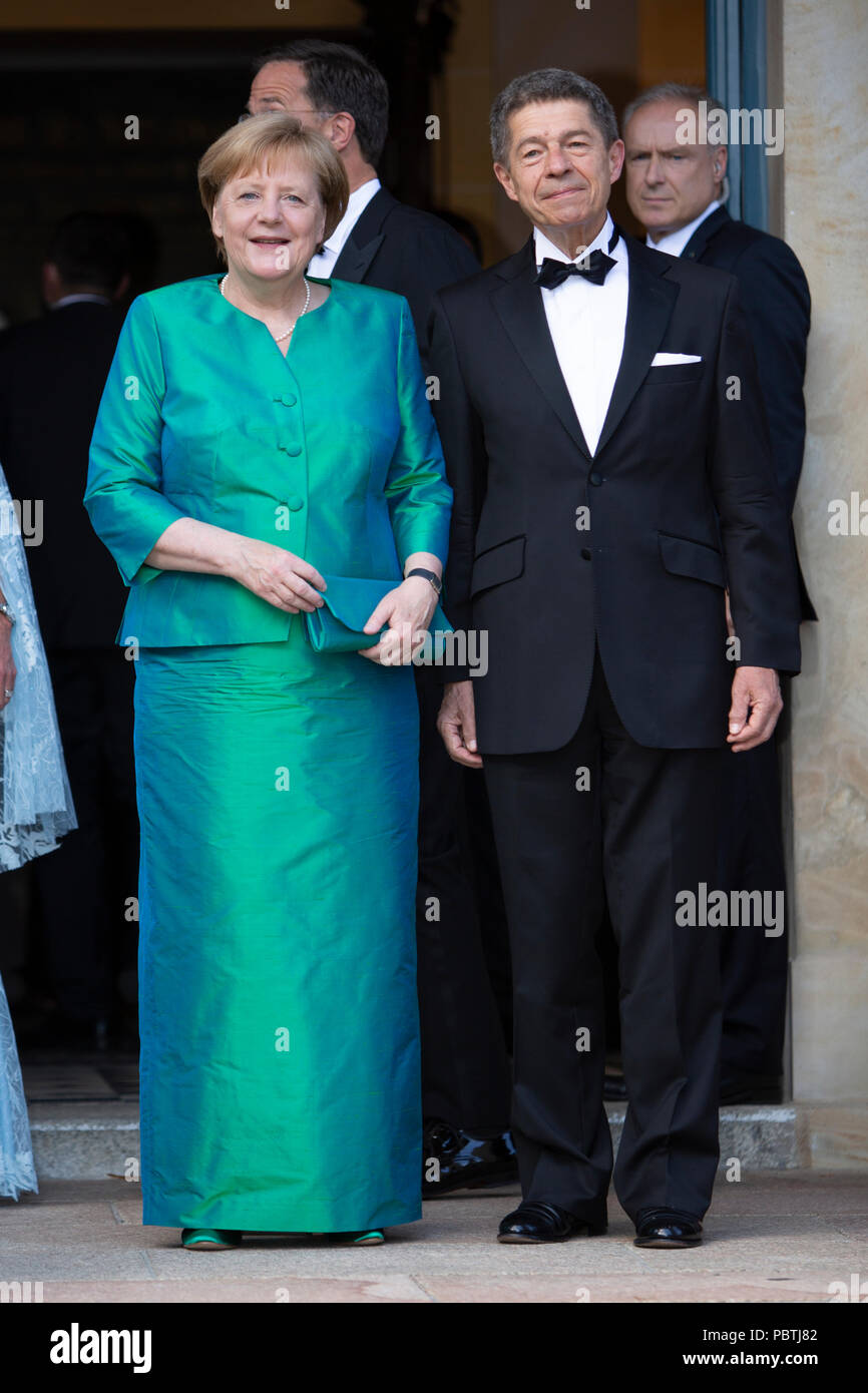 Dott.ssa Angela Merkel (Bundeskanzlerin) mit Ehemann Joachim Sauer Foto Stock