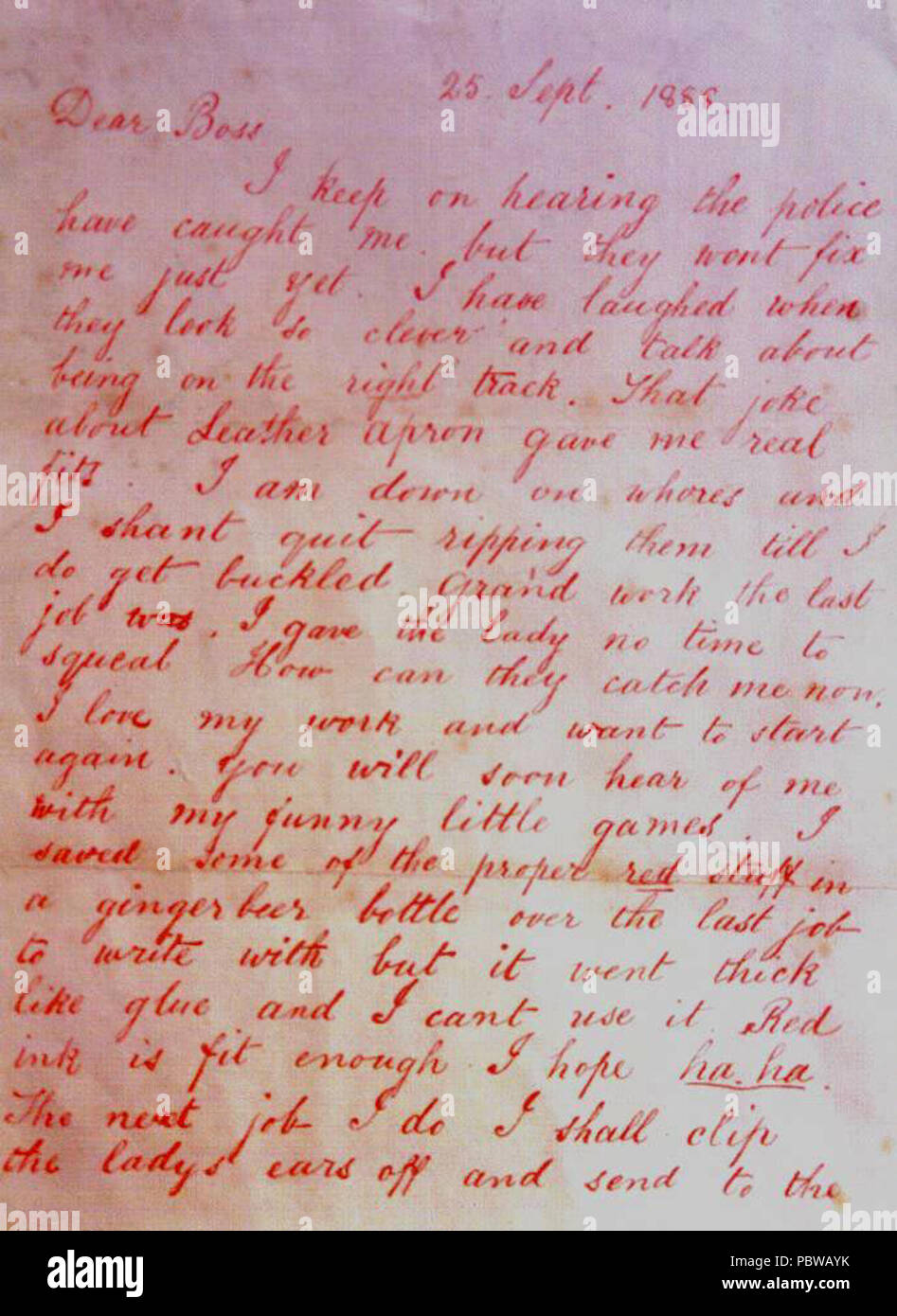 156 DearBossletterJacktheRipper Foto Stock