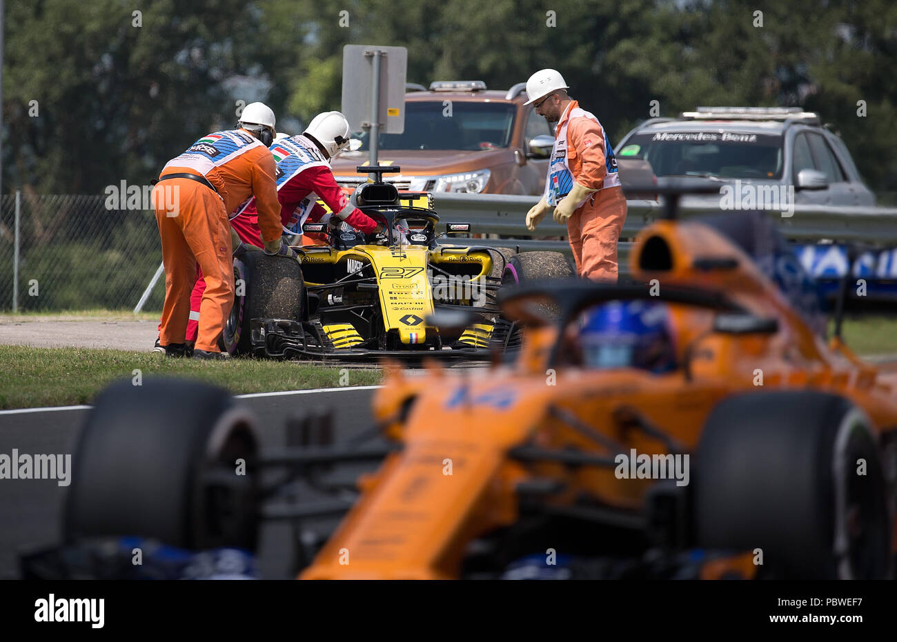 27.07.2018, Hungaroring, Budapest, Formel 1 Grand Prix Großer Preis von Ungarn 2018, im Bild mit Ausfall technischem Defekt von Nico Hülkenberg (GER#27), Renault Sport F1 Team foto: Cronos/Hasan Bratic Foto Stock