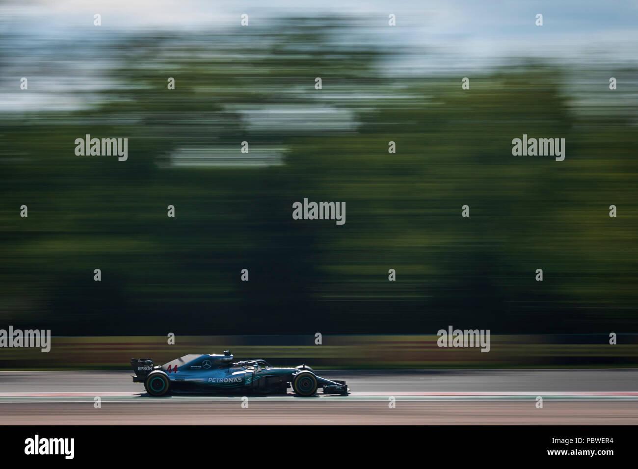 Mogyorod. 29 Luglio, 2018. Mercedes AMG Petronas Team di F1 Lewis Hamilton compete durante il periodo della Formula Uno del Gran Premio di Ungheria a Mogyorod, Ungheria il 29 luglio 2018. Lewis Hamilton ha vinto con 1 ora 37 minuti e 16.427 secondi. Credito: Jure Makovec/Xinhua/Alamy Live News Foto Stock