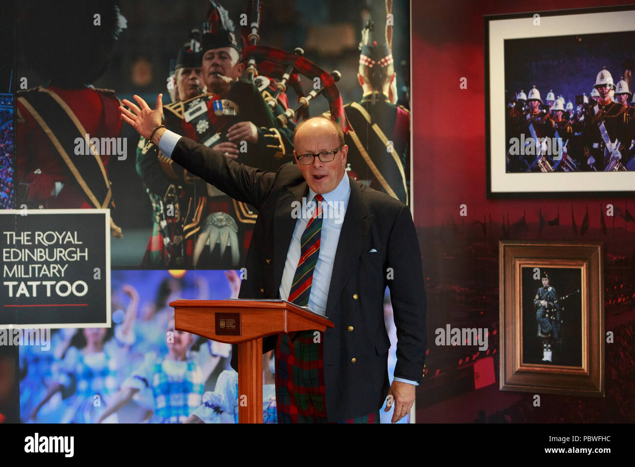 Edimburgo, Scozia. Regno Unito. Il 30 luglio 2018. Conferenza stampa Royal Edinburgh Tattoo militare prendendo in Galleria Reale al Castello di Edimburgo. Nella foto: brigadiere David Allfrey, Chief esclusivo e produttore di The Royal Edinburgh Military. Pak@ Mera/Alamy Live News. Foto Stock