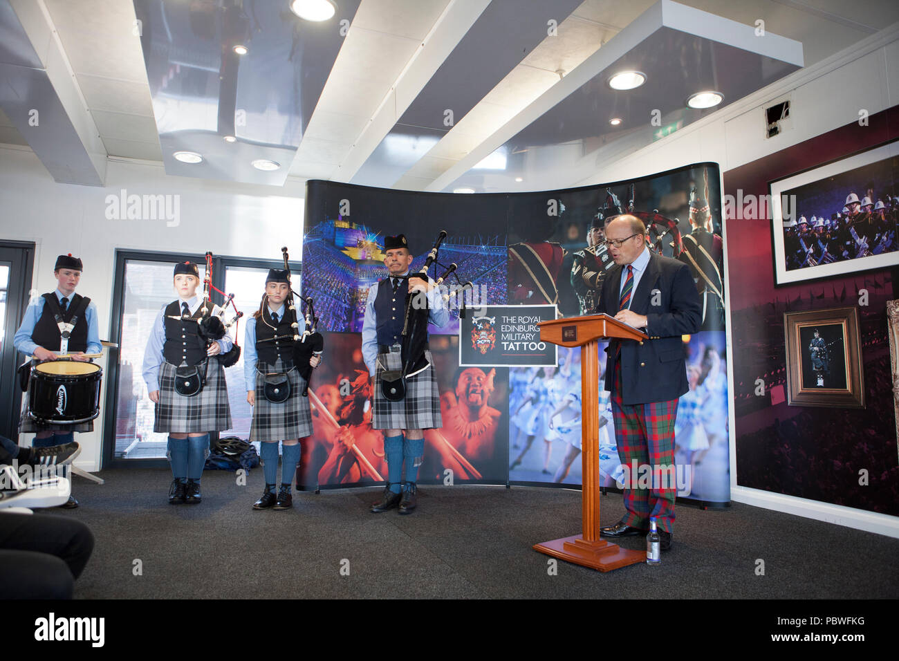 Edimburgo, Scozia. Regno Unito. Il 30 luglio 2018. Conferenza stampa Royal Edinburgh Tattoo militare prendendo in Galleria Reale al Castello di Edimburgo. Nella foto: brigadiere David Allfrey, Chief esclusivo e produttore di The Royal Edinburgh Military. Pak@ Mera/Alamy Live News. Foto Stock