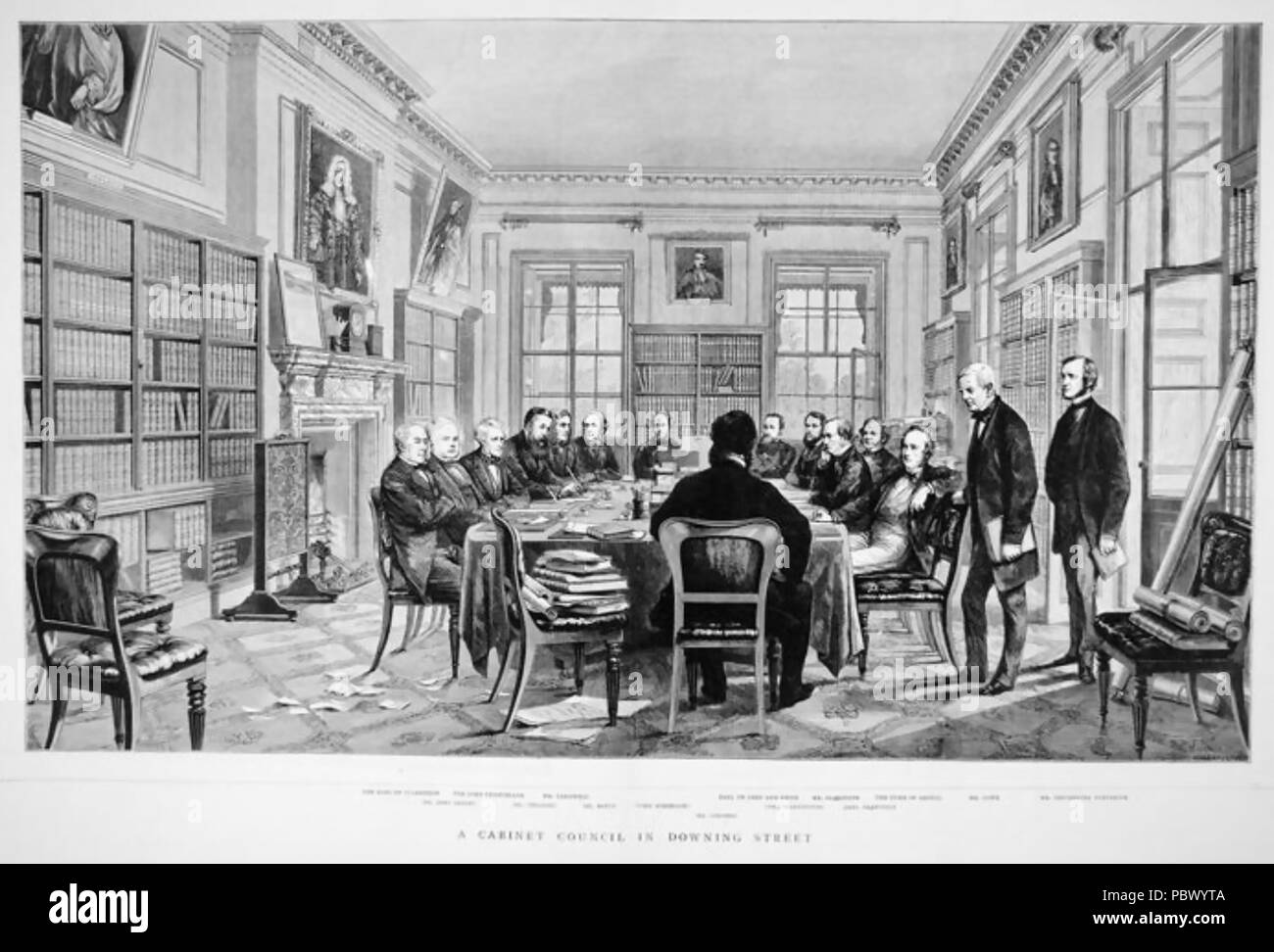 Riunione di gabinetto al n. 10 di Downing Street durante il William Gladstone 1868-1874 ministero Foto Stock