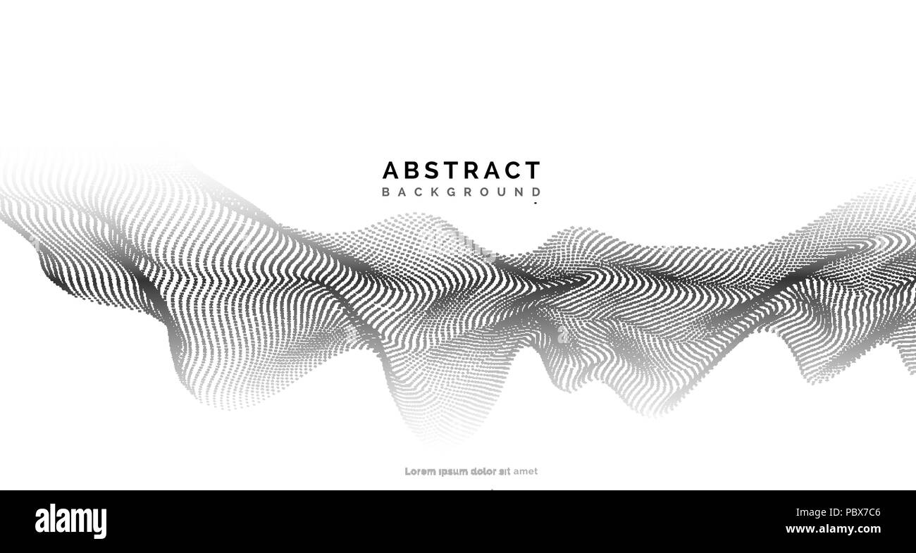 Sfondo astratto con punti linee. Particelle di vettore. Mezzitoni linea ondulata per affari, scienza e tecnologia design Illustrazione Vettoriale