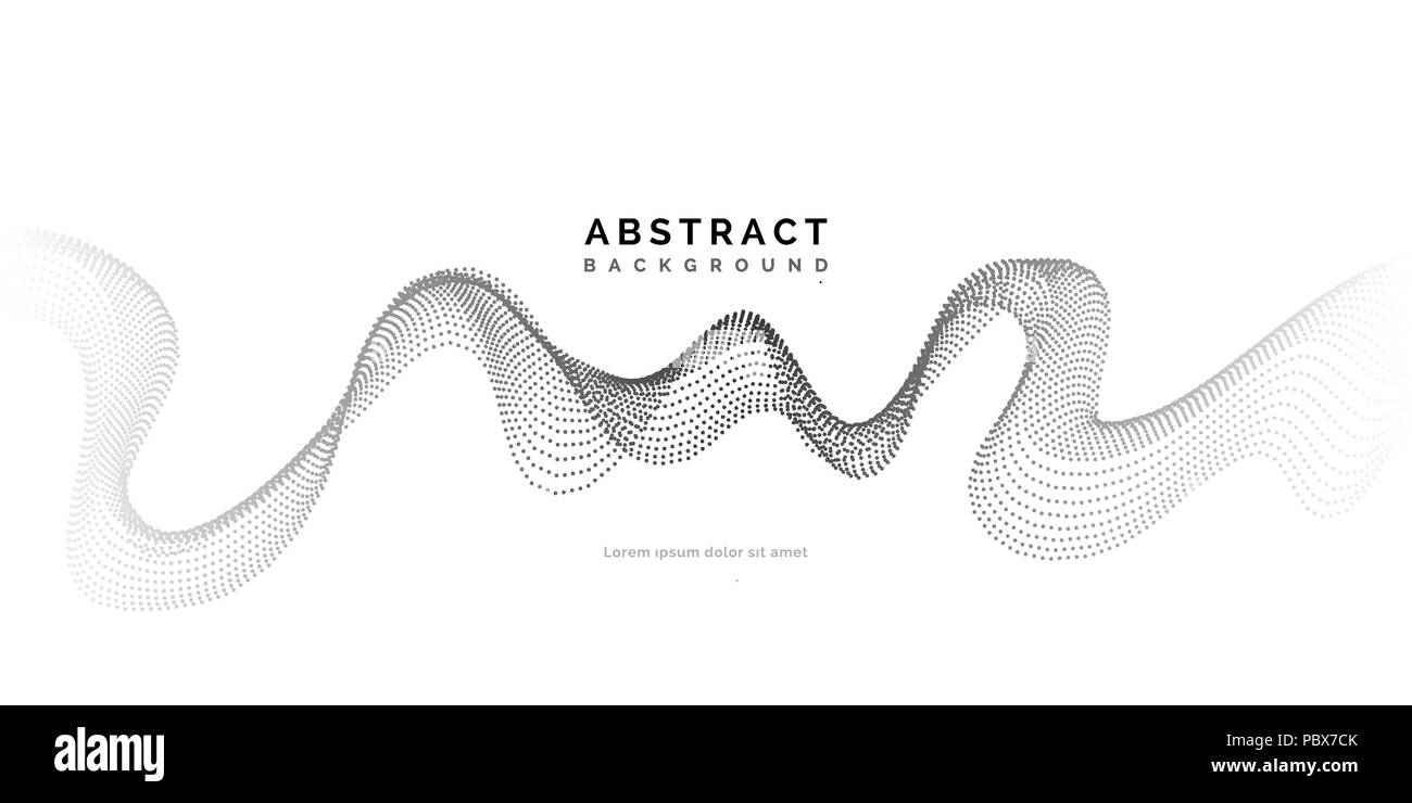 Sfondo astratto con punti linee. Particelle di vettore. Mezzitoni linea ondulata per affari, scienza e tecnologia design Illustrazione Vettoriale