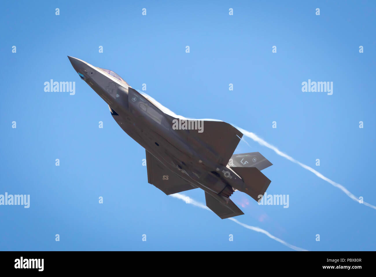 Fairford, Gloucestershire, Regno Unito - Luglio 14th, 2018: Un RAF Lockheed Martin F-35 Lightning II visualizza a Fairford International Air Tattoo Foto Stock