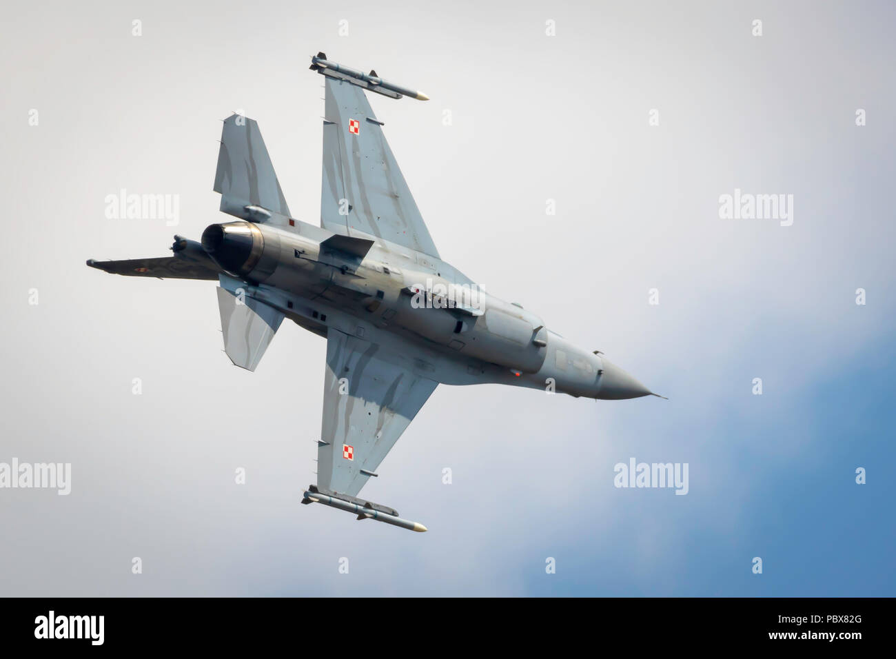 Fairford, Gloucestershire, Regno Unito - Luglio 14th, 2018: Polish Air Force Lockheed Martin General Dynamics F-16 Fighting Falcon Foto Stock