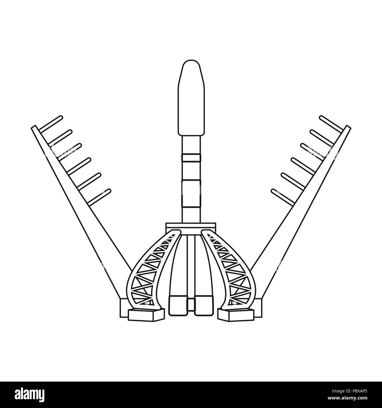 Lancio dell'astronave. La tecnologia spaziale unica icona in stile struttura simbolo vettore illustrazione stock . Illustrazione Vettoriale