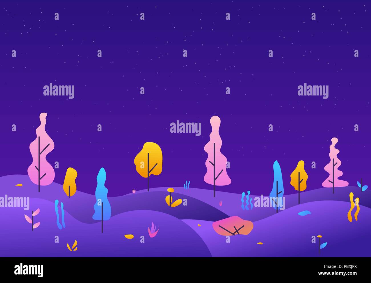 City Park in colori gradiente Illustrazione Vettoriale