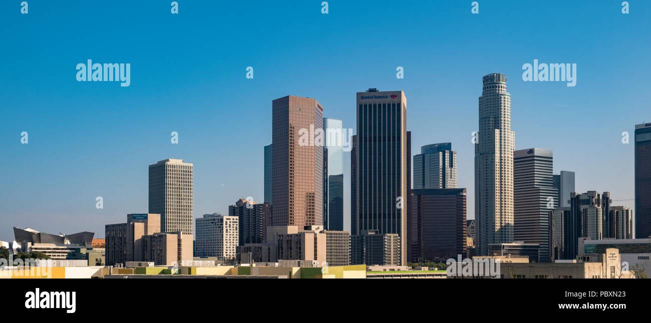 LA Skyline, cityscape di Los Angeles, California, CA, Stati Uniti d'America Foto Stock