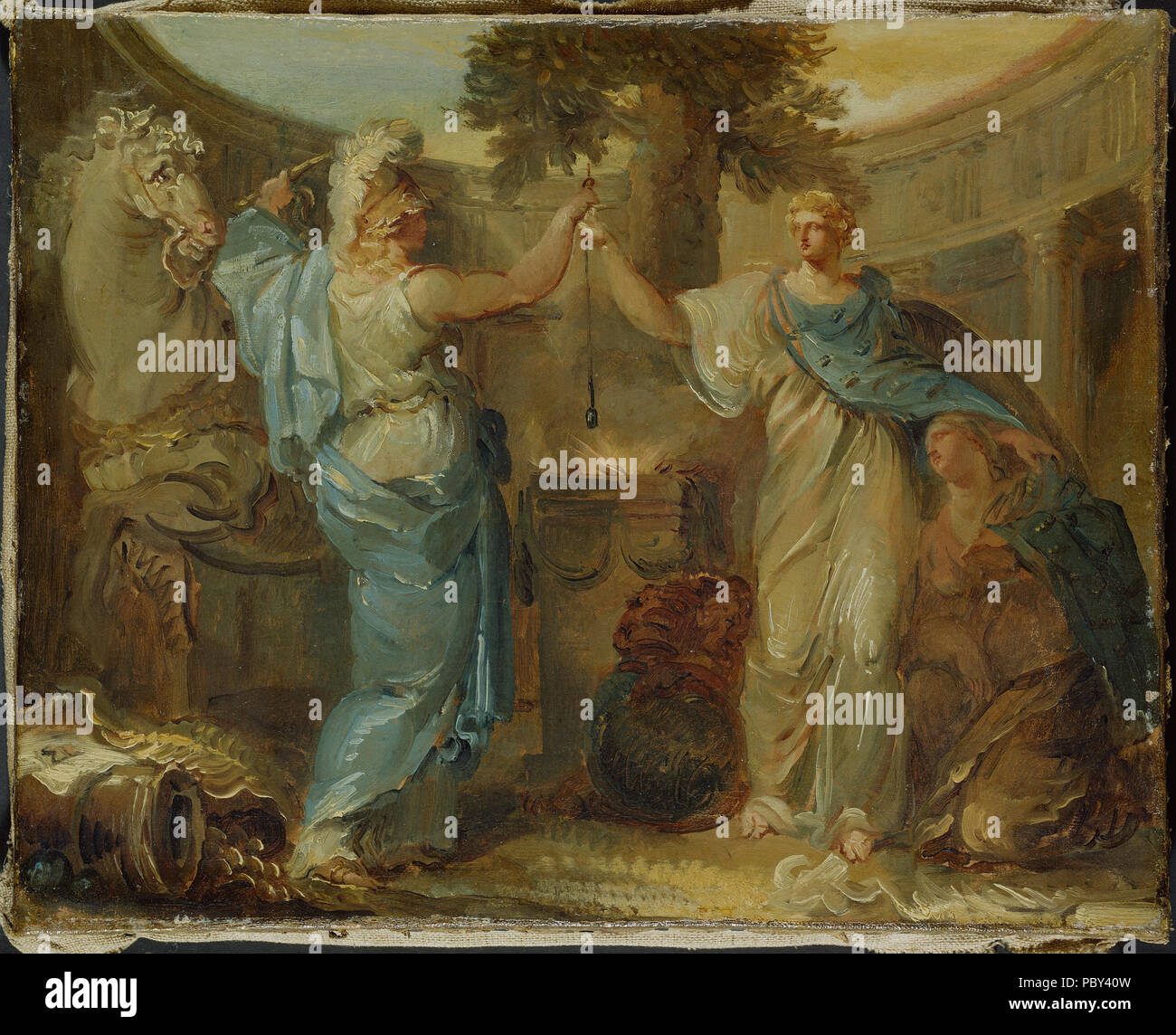 6 allegoria. Svezia e Finlandia e Marte, il dio della guerra (Louis Masreliez) - Nationalmuseum - 19133 Foto Stock