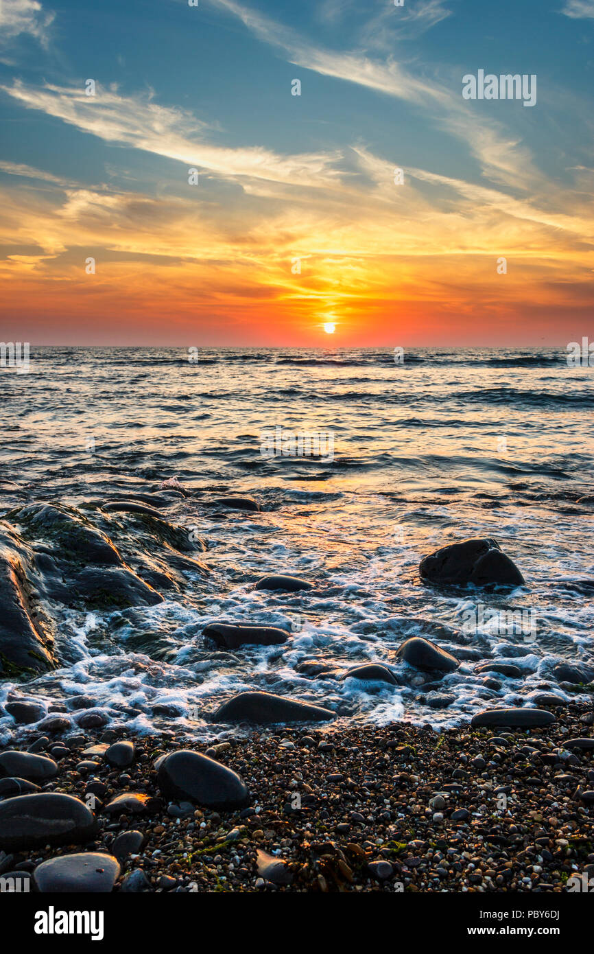 Tramonto spettacolare a Condino, Devon, Regno Unito Foto Stock