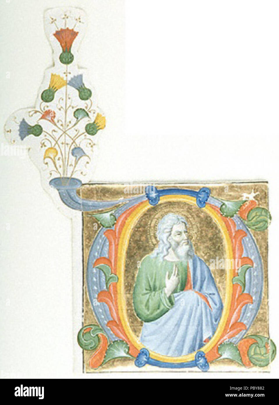 167 Don Silvestro dei Gherarducci - graduale 2 per San Michele a Murano - un profeta in un iniziale d (Morgan Library &AMP; museo, la sig.ra M.478, n. 2 (II.36)) Foto Stock