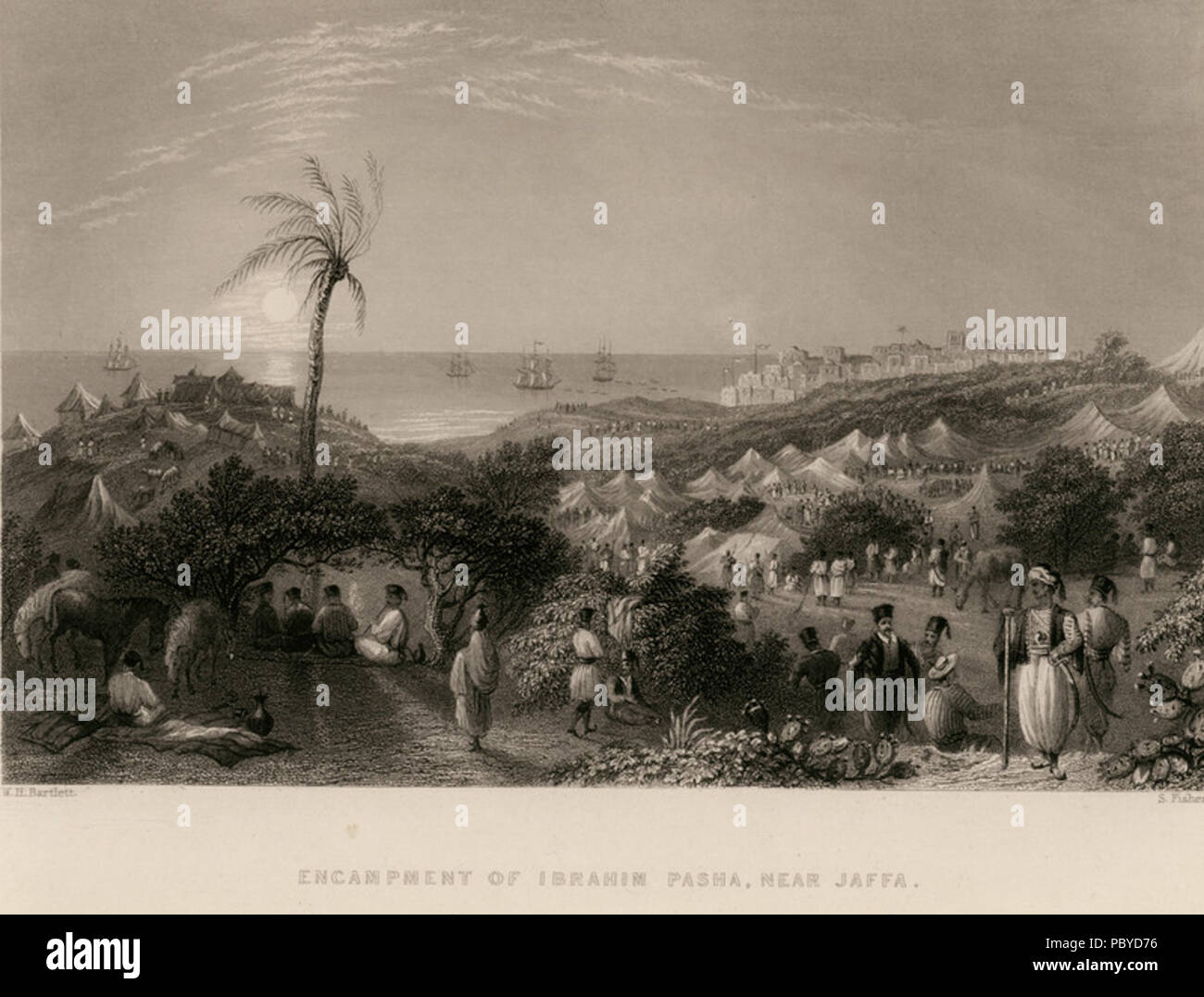 187 accampamento di Ibrahim Pascià, vicino a Jaffa - Carne di Giovanni - 1836 Foto Stock