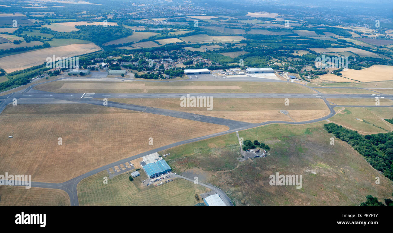 Una veduta aerea di Biggin Hill Airfield, Sud Est Inghilterra Foto Stock