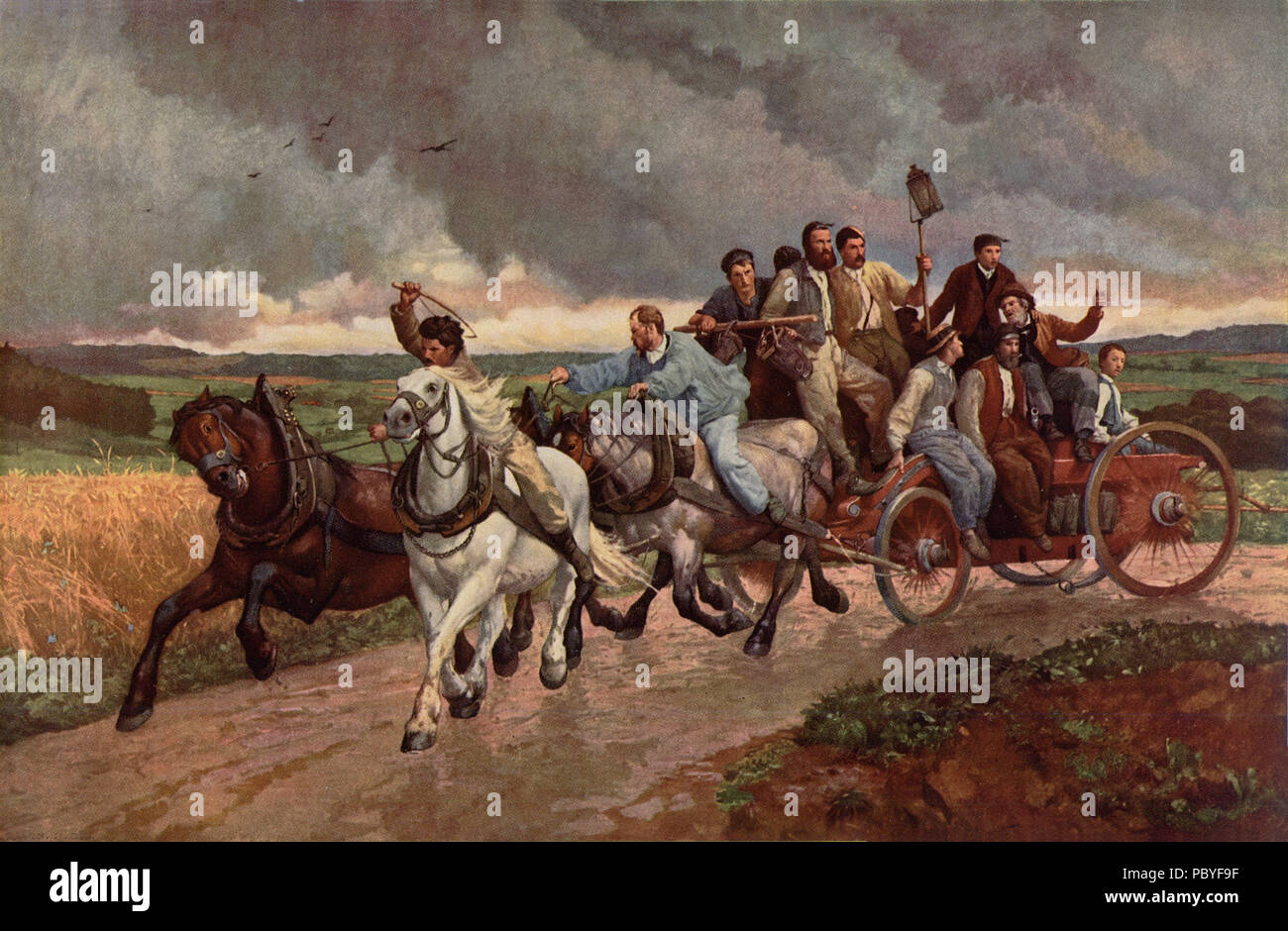 198 Eugene Burnand - Feuersnot Foto Stock