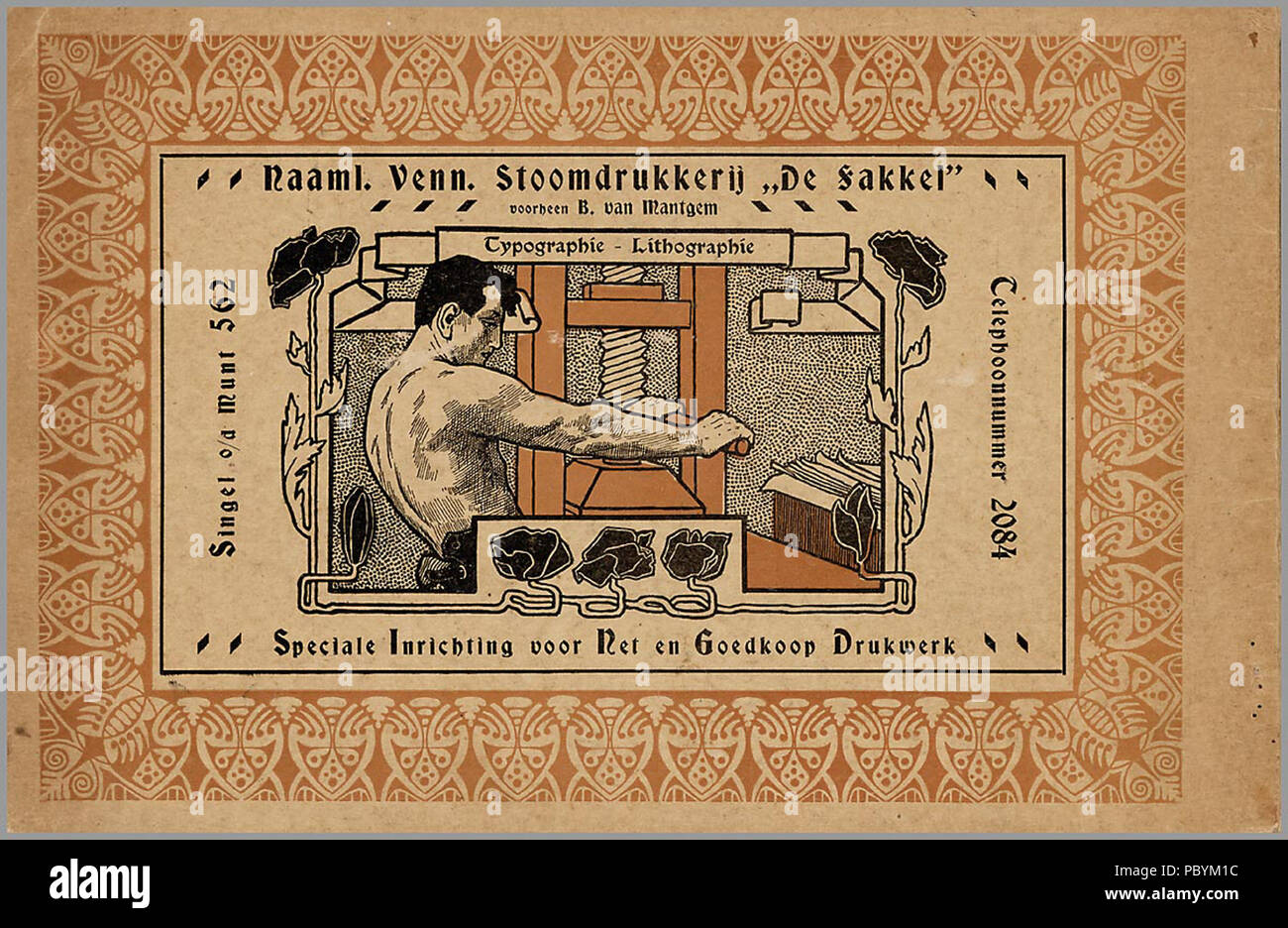 89 Boek- en Steendrukkerij De Fakkel vh B. van Mantgem (Amsterdam) Foto Stock