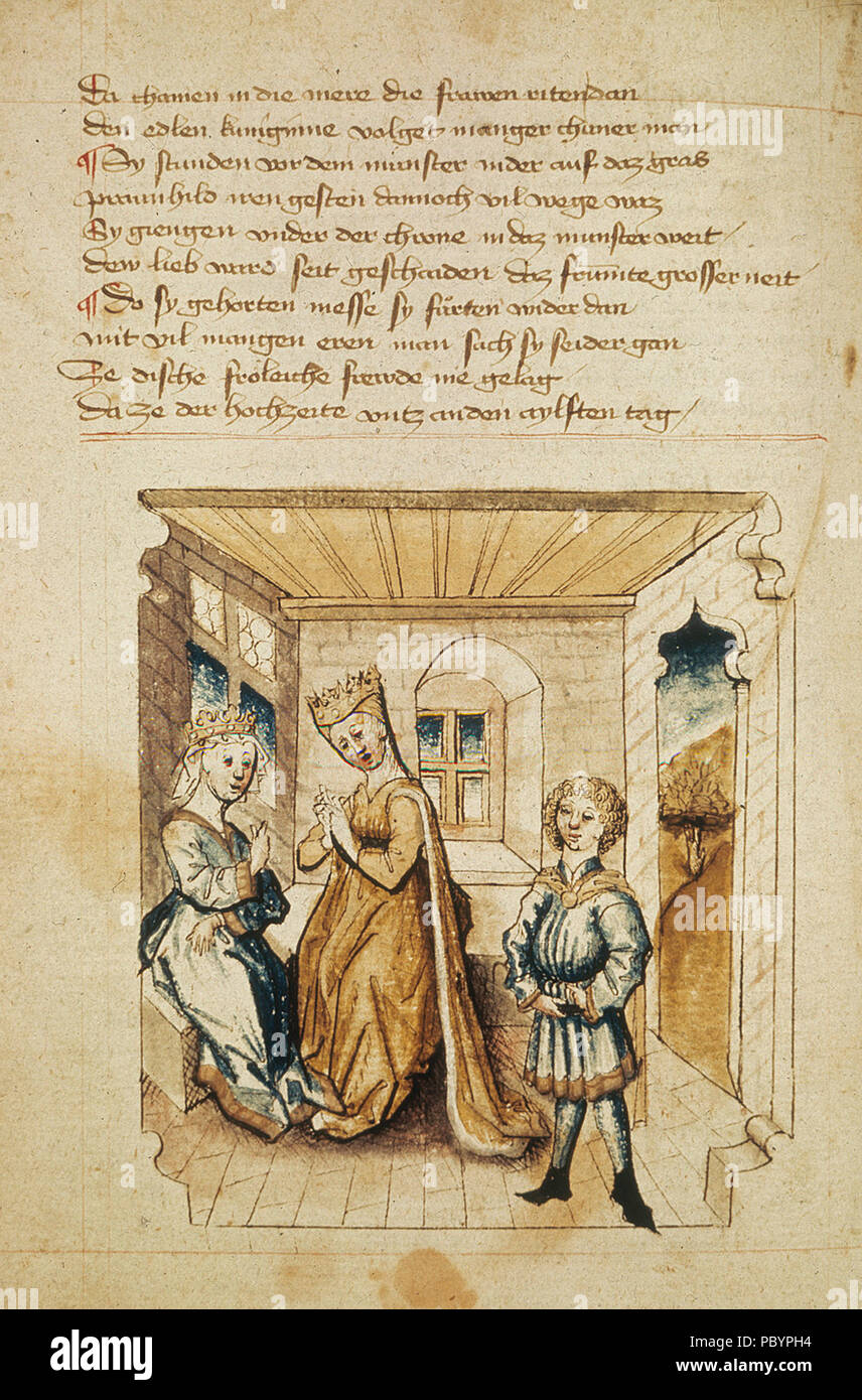 159 Der Streit der Koeniginnen Hundeshagenscher Kodex Foto Stock