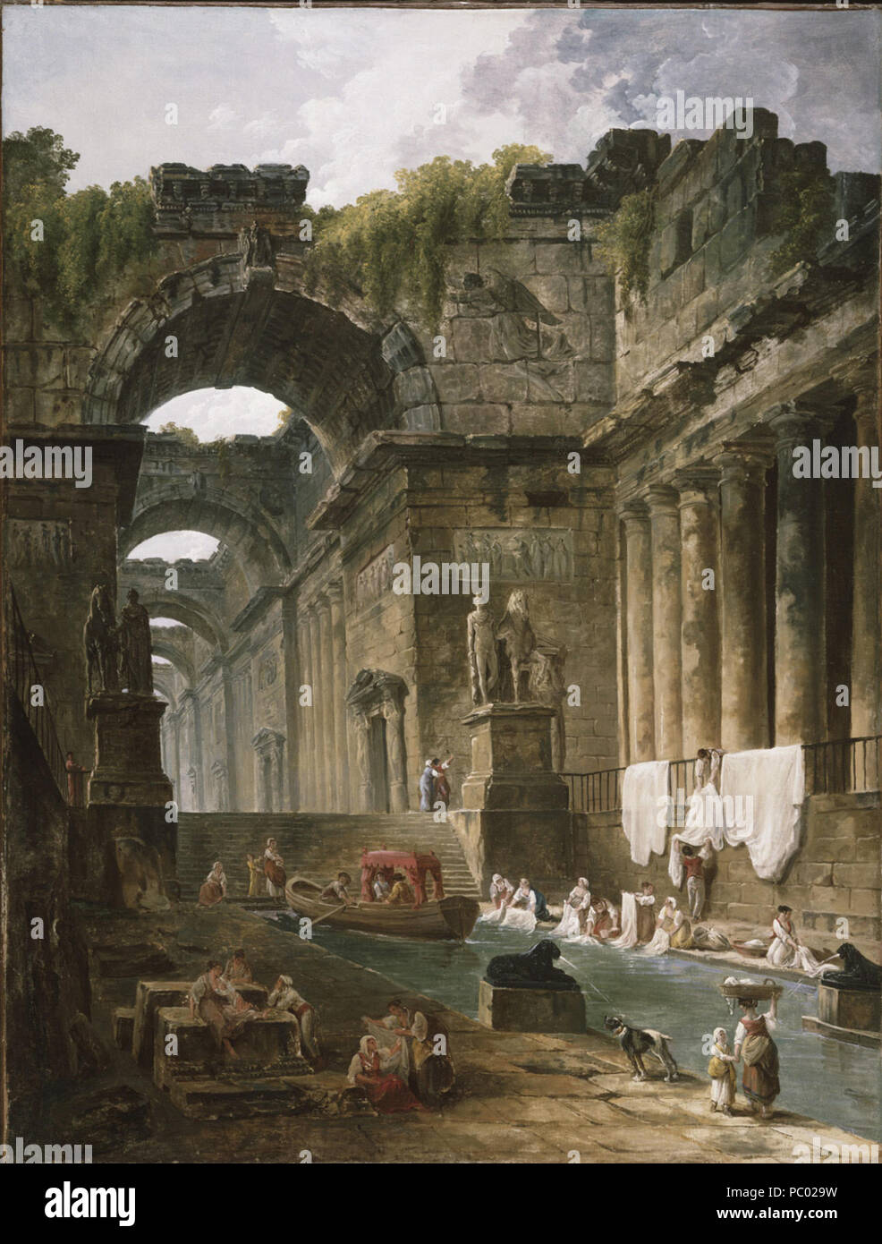 286 Hubert Robert - Rovine di un bagno romano con lavandaie Foto Stock